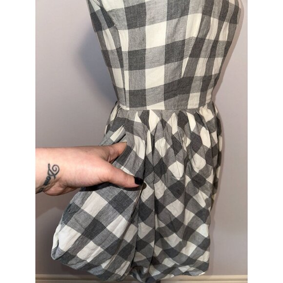 Mr Larkin Whitney Dress Gingham Check Tulip Structural Open Back Cotton XS S - Picture 2 of 6